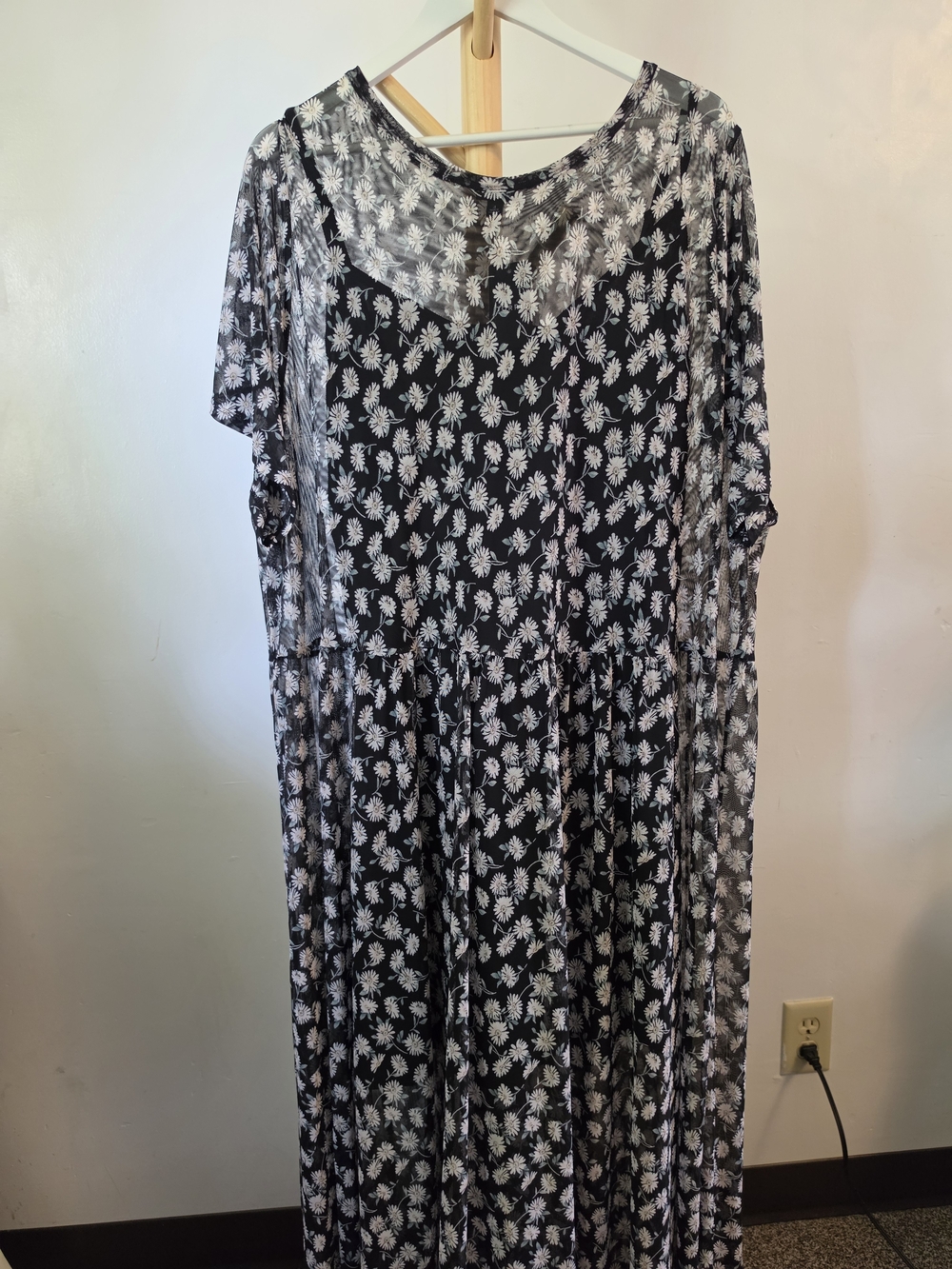 Torrid Black Sheer Floral Print Maxi Dress NEW Size 4X